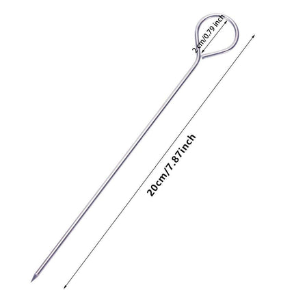 12PC Metal BBQ Skewers Reusable 20cm Grill Sticks Kebab Grilling Tools