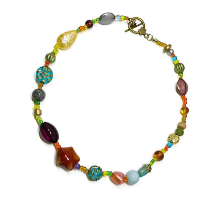 Colourful Ethnic Vintage Beaded Necklace Bracelet Ring Set Boho Jewelry Girl