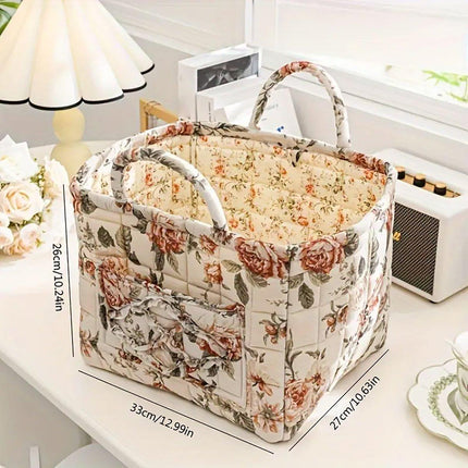 Portable Fabric Storage Basket Korean Pastoral Style Organizer for Home Sundries