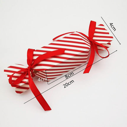 50PCS Candy Shape Christmas Gift Box Red Stripes Wedding Gift Storage Case Decor