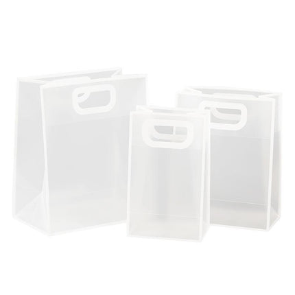 25pcs Transparent Frosted PVC Tote Bags Clear Plastic Gift and Clothing Bags