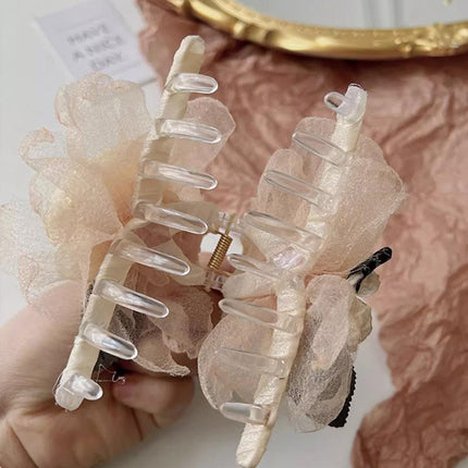 Flower Tulle Hair Clips Large Hair Pins Hairgrips Claw Clips for Hair Women - Aimall