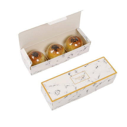 25pcs Long Strip Clamshell Packaging Box 3-Compartment Dessert Storage Box