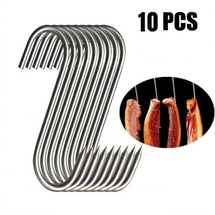 10PCS Steel S Meat Hooks for Beef Pork Lamb Roast Duck BBQ Grill Oven Hanging