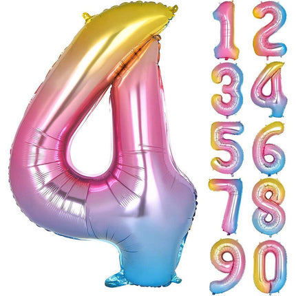 32 Inch Number Foil Balloons Party Decor Rainbow Gradient for Birthday or Events