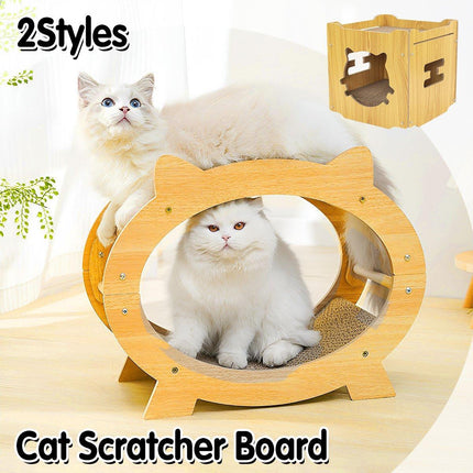 Durable Cat Scratcher Lounge Corrugated Scratching Wood Board - Aimall