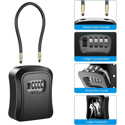 Portable Key Lock Box Hanging Combination Storage Organizer for Home Security