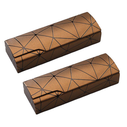 2PCS Lattice Pattern Glasses Case with Snap Closure and Anti-pressure Design