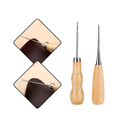 33Pcs DIY Leather Craft Hand Tools Kit Stitching Sewing Stamping Carve Work Set