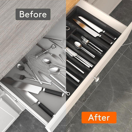 Extendable Cutlery Storage Box Household Portable Retractable Tray Organizer