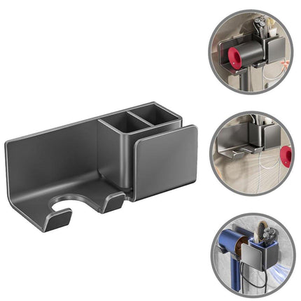 Aluminum Hair Dryer Holder Wall Mount Punch-Free Bathroom Hanging Rack Organizer