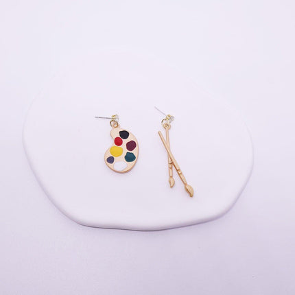 Artistic Asymmetric Earrings Brush and Drawing Board Design Creative Jewelry