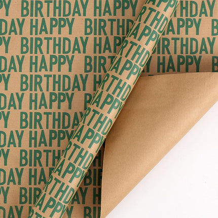 Vintage Kraft Wrapping Paper Happy Birthday Gift Box Wrapping Paper for Presents