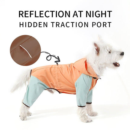 Waterproof Four Foot Dog Raincoat for Small Medium Large Dogs Pet Rainy Day Coat