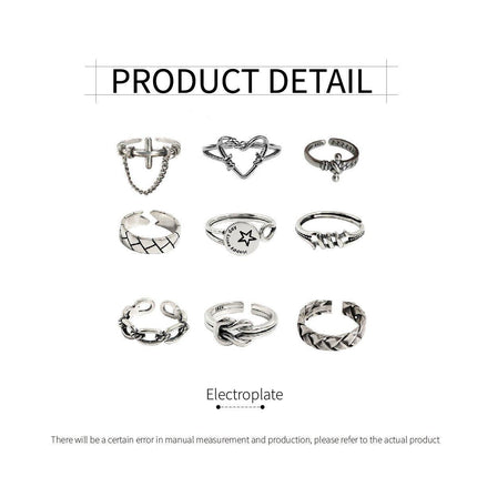 Silver Vintage Index Finger Ring Women Fashion Jewelry Adjustable Statement