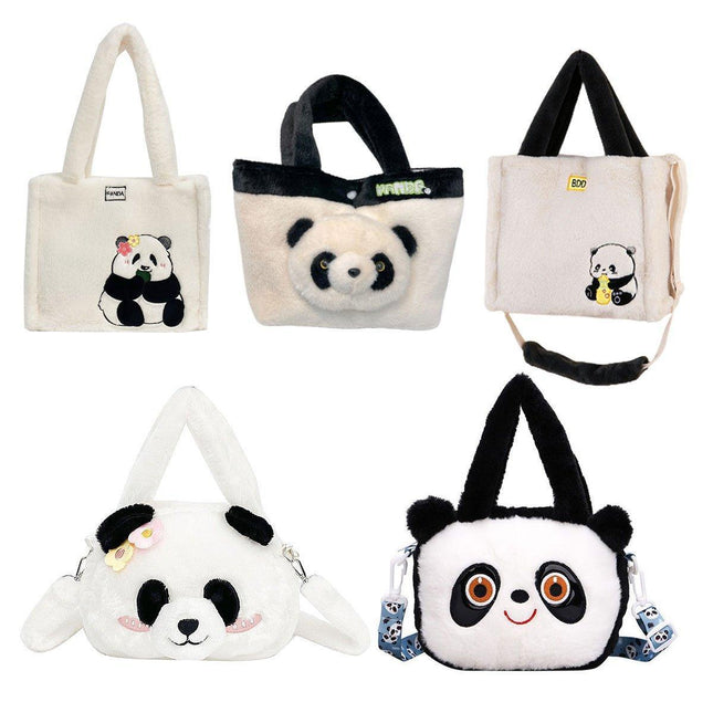 Kids Cartoon Panda Crossbody Bag Plush Ladies Shoulder Bag Cute Panda Design