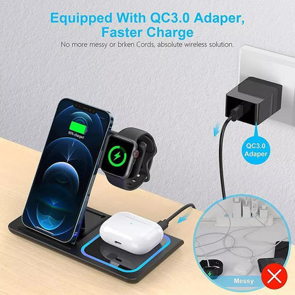 3 in 1 15W Wireless Charger Dock Qi Fast Charging For iPhone Apple Watch - Aimall