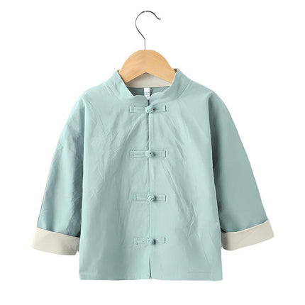 Boys Traditional Chinese Hanfu Cotton Linen Outfit Ancient Style Costume