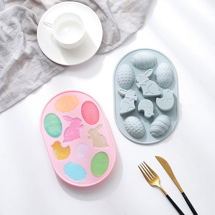 2PCS Easter Rabbit Egg Silicone Molds DIY Baking Mold for Cake Chocolate Decor