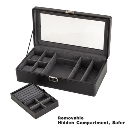Black Single Layer Watch Box Jewellery Organizer for Watches and Accessories