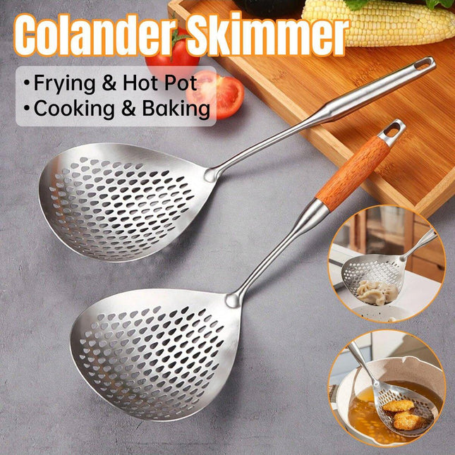 304 Stainless Steel Kitchen Colander Long Handle Noodle Dumpling Strainer Spoon