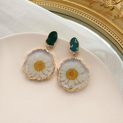 Elegant Handmade Earring Real Dried Flowers High-Grade Fashion Jewelry