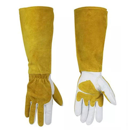 Long Welding Gloves Heat Resistant Leather Gloves for Grill or Fireplace Use