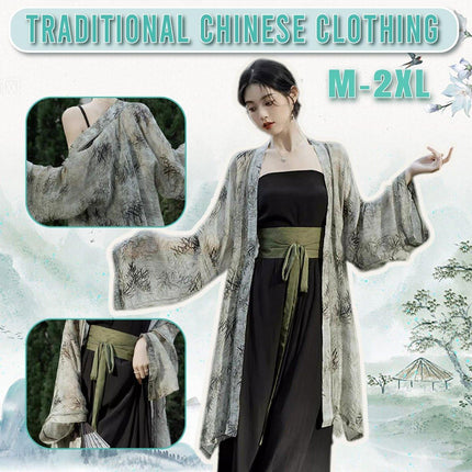 Women Chinese Song Style Hanfu Summer Zen Two-piece National Style Dress