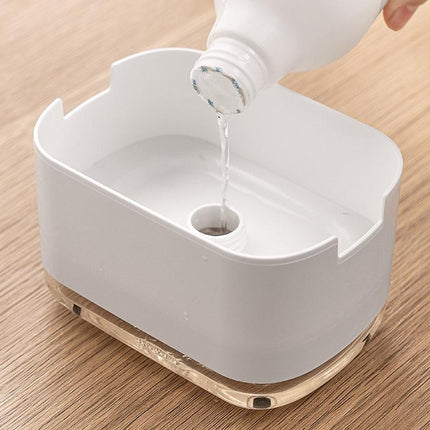 2in1 Soap Dispenser Pump Sponge Holder Countertop Dishwashing Liquid Container - Aimall
