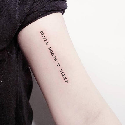 Devil Does Not Sleep English Tattoo Darkly Temporary Body Art Sticker Waterproof - Aimall