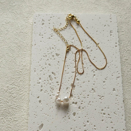 Simple Pearl Necklace with Four Small Elegant Pearls Classic Jewelry Gift