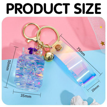 Quicksand Keychain Liquid Oil Keyring Bag Pendant Floating Peal Keyring - Aimall