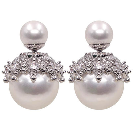 New Women Ladies Crystal Rhinestone Pearl Ear Studs Earrings Charm Jewelry Gift - Aimall
