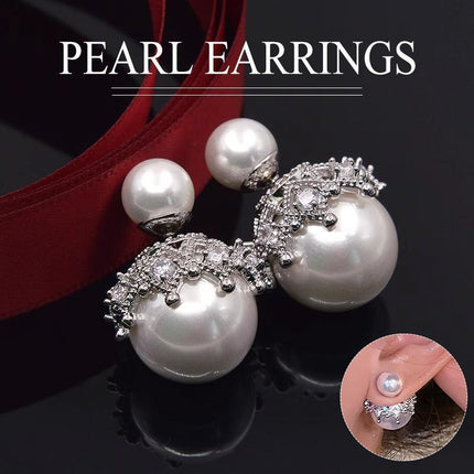 New Women Ladies Crystal Rhinestone Pearl Ear Studs Earrings Charm Jewelry Gift - Aimall