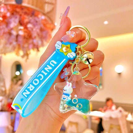 Bottle Star Liquid Keyring Quicksand Acrylic Keychain Car Keychain Key Ring Gift - Aimall