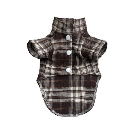 Soft Puppy Plaid Shirt Dog Clothes Jumpsuit Cat Pet Check Coat Summer T-shirt