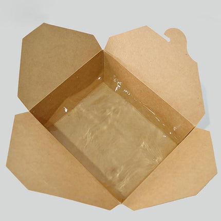 Kraft Brown Noodle Food Lunch Box Flat Deli Takeaway Disposable Container 200PCS - Aimall
