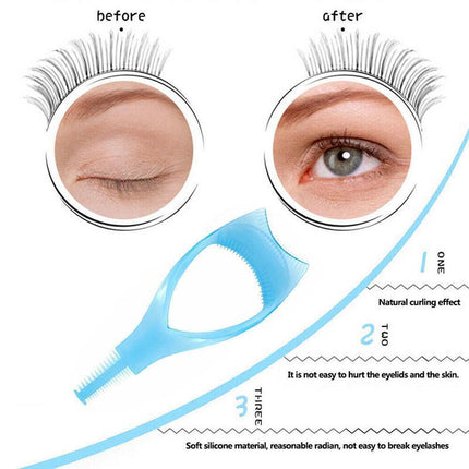 3 In 1 Eyelash Mascara Makeup Guard Protect Tool Applicator Curler Comb Lashes - Aimall