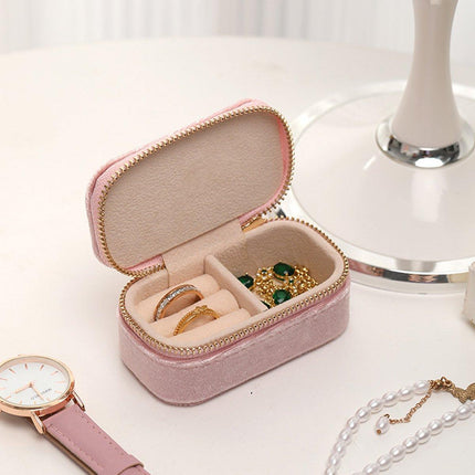 Velvet Mini Travel Jewelry Storage Box Portable Organizer Ring Earring Holder