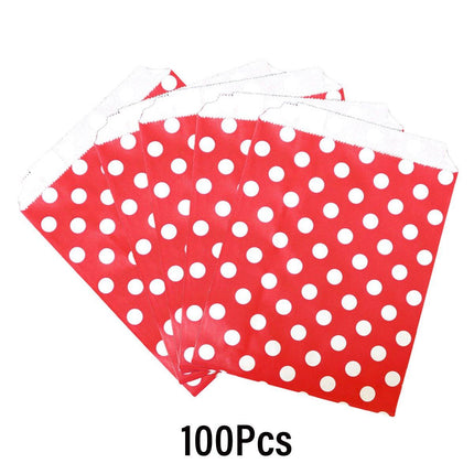 100pcs Colourful Polka Dot Paper Bags for Food Desserts Party Treats Packaging