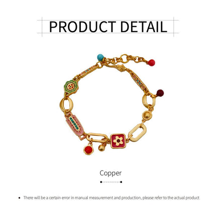 Chinese Vintage Colourful Flower Bracelet Simple Hand Jewelry for Women