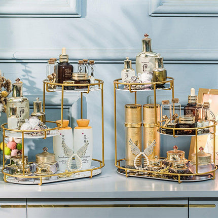 Round Multi-Tier Metal Storage Rack for Bathroom Vanity Kitchen Storage Rack