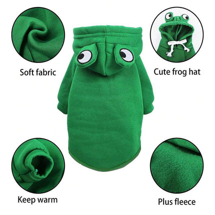 Warm Hooded Cartoon Frog Pet Clothes for Dogs and Cats Autumn Winter Vest