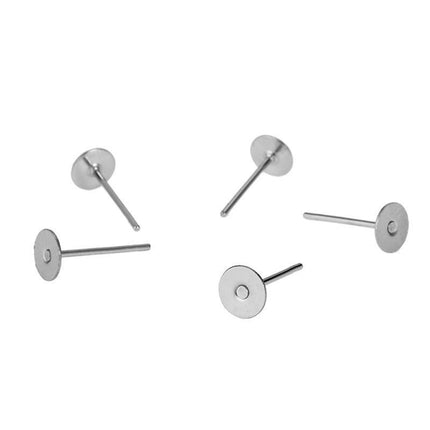 50/100/200PCS Earring Stud Posts Pads+Nut Backs Silvery Surgical Steel DIY Craft 4MM - Aimall
