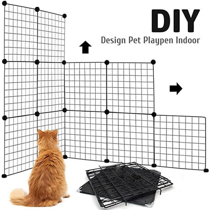 16pcs Large Cat Cage Indoor Cat Villa Double Layer Cat House Anti-jump Cat Fence