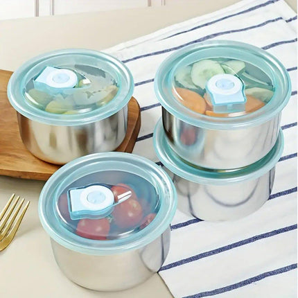 4PCS Stainless Steel Food Containers Set for Fridge Picnic Fruit Preservation