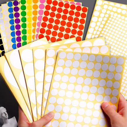 8/13/25/50mm Colour Sticker Dots Adhesive Round Labels Circular Scrapbooking Yellow - Aimall