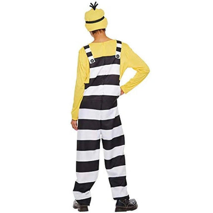 M/L Minions Halloween Costume Yellow Striped Prisoner Cartoon Character Clothes