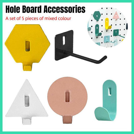 5pcs Pegboard Hooks Storage Accessories Organizing Tools Wall Hanging Solutions