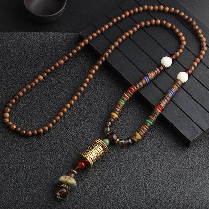 Retro Ethnic Style Pendant Sweater Chain Long Wooden Bead Necklace Fashion